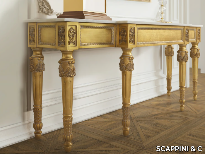 TIMELESS 2540-M - Rectangular gold leaf console table with drawers _ SCAPPINI & C