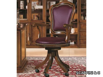 35TH ANNIVERSARY SE 0163/P - Swivel leather office chair with 5-Spoke base with armrests _ SCAPPINI & C