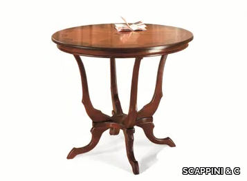 35TH ANNIVERSARY 972 - Round wooden living room table with 4-star base _ SCAPPINI & C