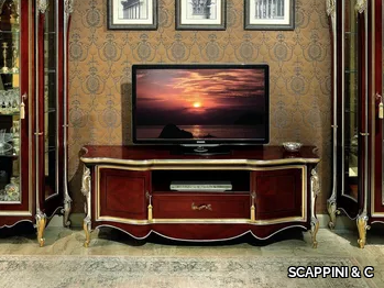 689 - Low wooden TV cabinet with doors _ SCAPPINI & C