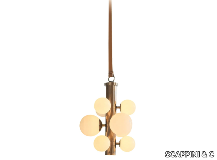 SEAGULL NL54 - Tanned leather and metal pendant lamp _ SCAPPINI & C