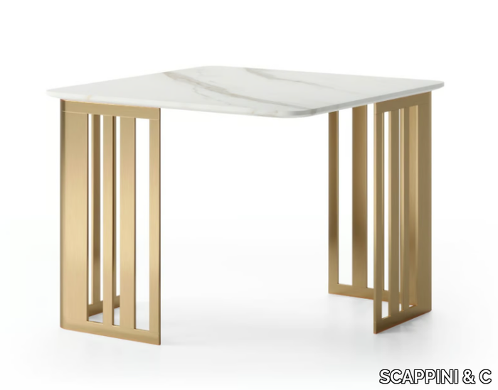 SUNRISE N40 - Square Calacatta marble coffee table with metal base _ SCAPPINI & C