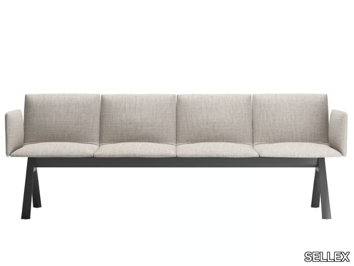 SLAM SOFT - Freestanding fabric beam seating with armrests _ SELLEX