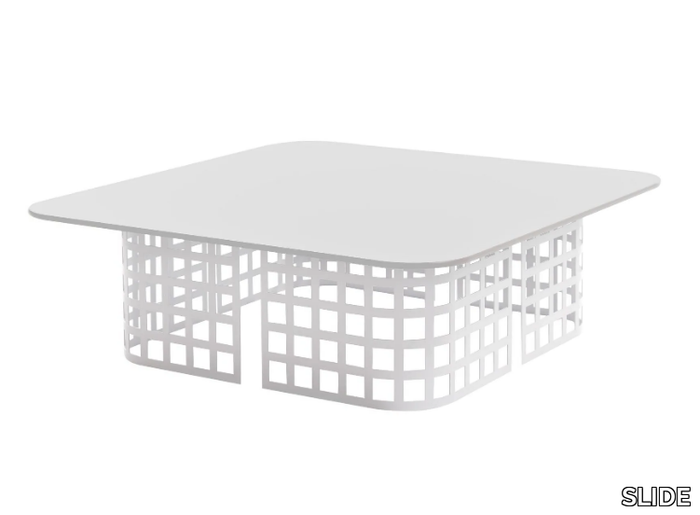 MARA - Square garden table with HPL top and iron base _ SLIDE