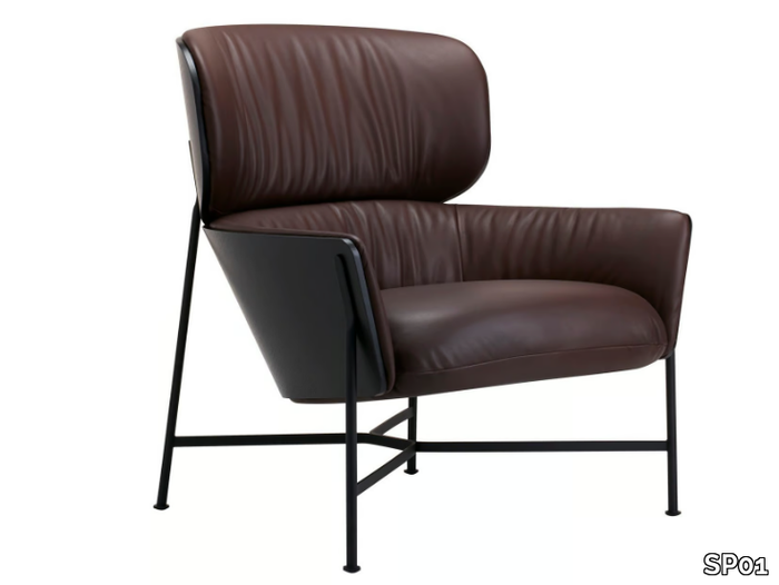 CARISTO - Leather armchair with armrests _ SP01