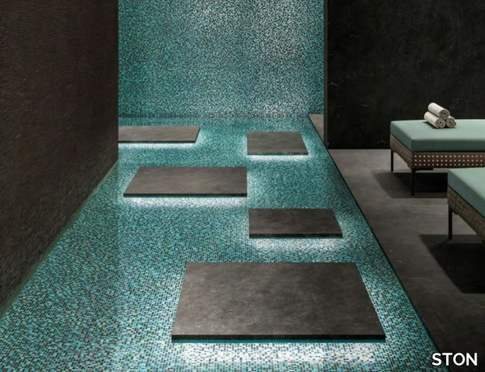 FOGLIAORO+IRIDIUM 10 - Indoor/outdoor glass mosaic _ STON