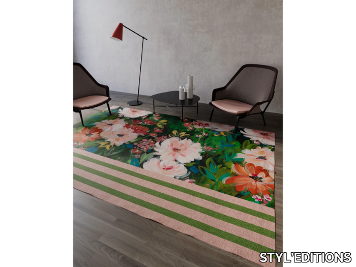 POP UP - Rectangular polyester fibre rug with floral pattern _ STYL’EDITIONS