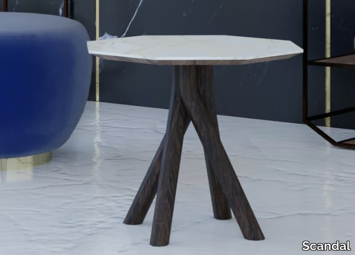 GAME - Coffee table in solid oak wood and ceramic top _ Scandal