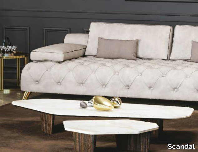 MOON - Low marble coffee table with macassar ebony base _ Scandal