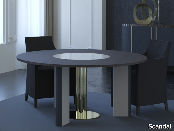 MOON - Round wood and glass table _ Scandal