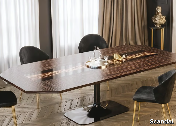 FLAVE - Rectangular table in macassar ebony and metal base _ Scandal