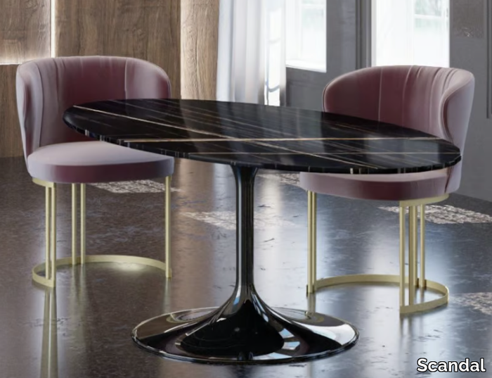 YOUNG - Oval Sahara Noir marble table _ Scandal