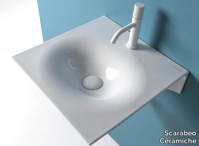 VEIL - Wall-mounted ceramic washbasin _ Scarabeo Ceramiche