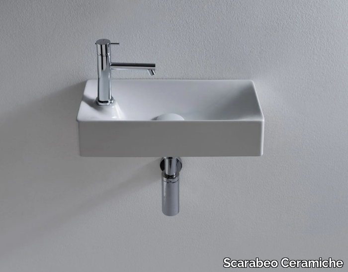 MINI SOFT - Rectangular wall-mounted ceramic handrinse basin _ Scarabeo Ceramiche