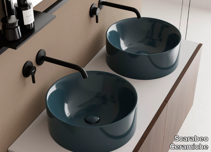 SKINNY - Round countertop ceramic washbasin _ Scarabeo Ceramiche