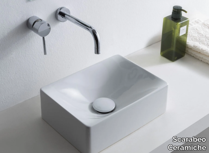 MINI SOFT - Countertop rectangular ceramic handrinse basin _ Scarabeo Ceramiche