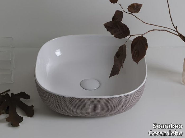 GLAM SFERE - Countertop square ceramic washbasin _ Scarabeo Ceramiche