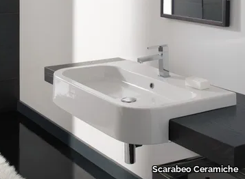 NEXT 80D - Semi-inset rectangular ceramic washbasin _ Scarabeo Ceramiche