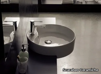 GEO D - Semi-inset round ceramic washbasin _ Scarabeo Ceramiche