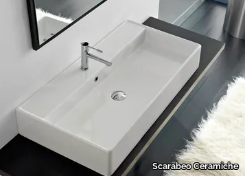 TEOREMA 100R A - Countertop rectangular ceramic washbasin _ Scarabeo Ceramiche