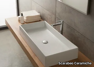 TEOREMA 80 - Countertop rectangular ceramic washbasin _ Scarabeo Ceramiche