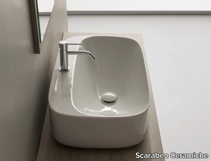 MOON - Countertop rectangular ceramic washbasin _ Scarabeo Ceramiche