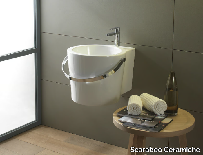 BUCKET - Wall-mounted ceramic washbasin _ Scarabeo Ceramiche