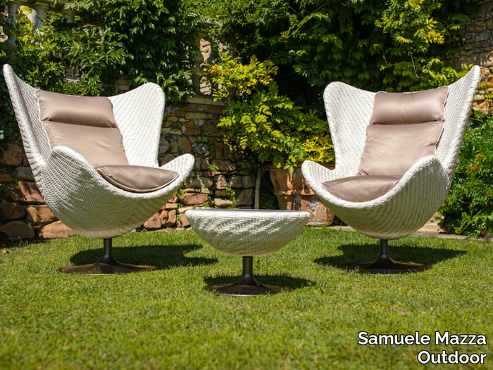 ALDEBARAN RESIN - Garden armchair with wings in resin and fabric _ Samuele Mazza Outdoor