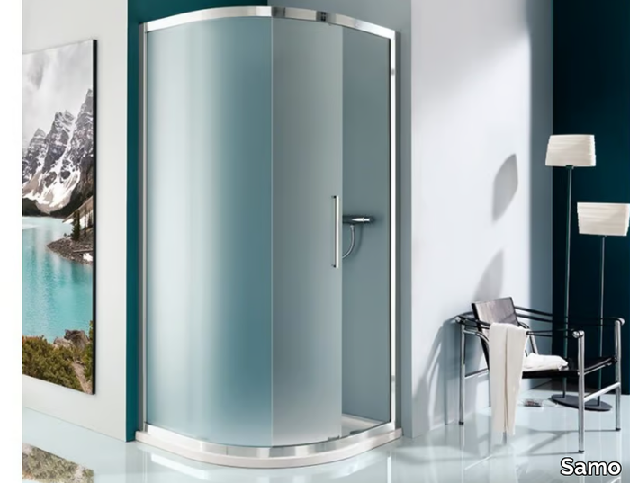 EUROPA - Semicircular shower cabin with sliding door _ Samo