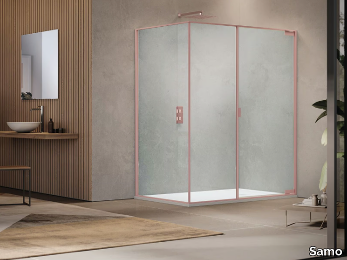 PYXIS - Pivot door and fixed panel in line with dedicated fixed panel _ Samo