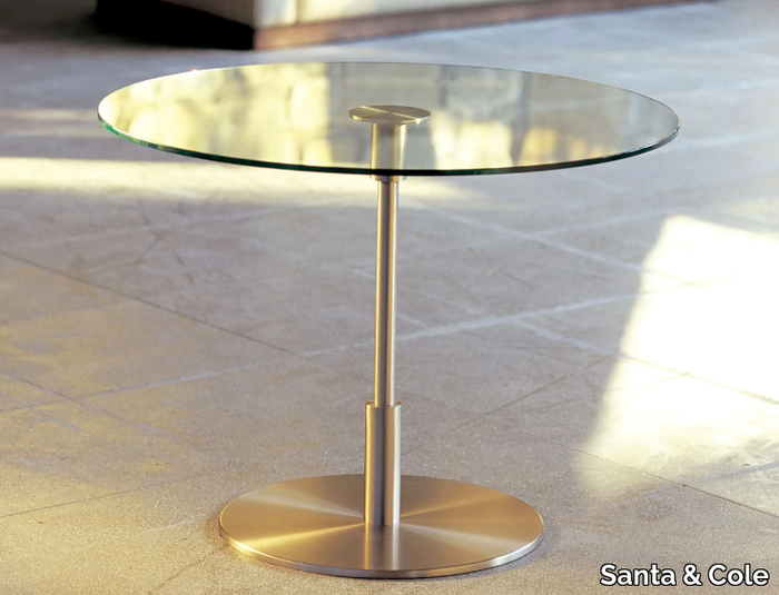 DIANA - Round nickel and glass coffee table _ Santa & Cole