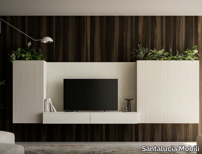 GREEN - Sectional wooden storage wall _ Santalucia Mobili