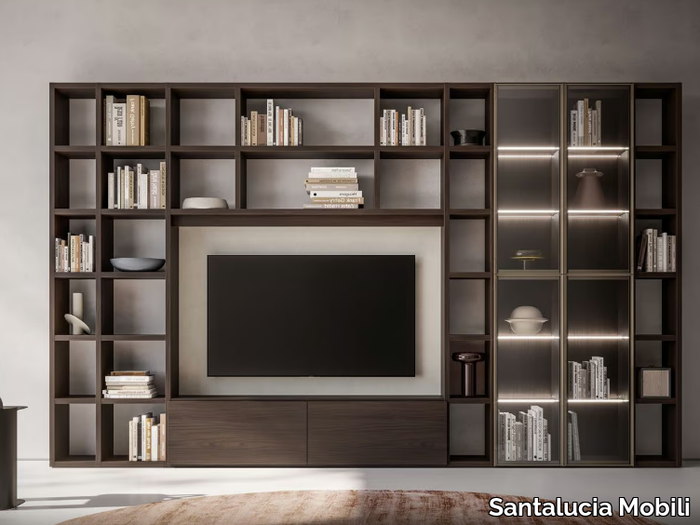 LUXURY - Open sectional wooden bookcase _ Santalucia Mobili