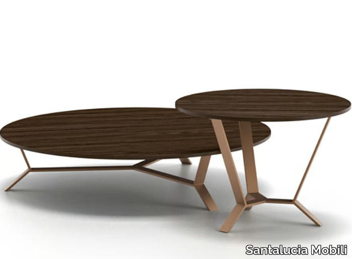 TRIADE - Round steel and wood coffee table _ Santalucia Mobili