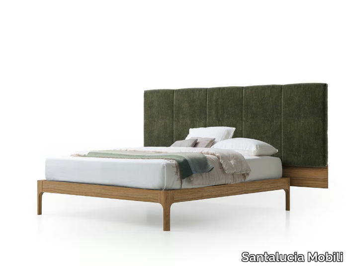 ZEFIRO - Wooden sectional bed with upholstered headboard _ Santalucia Mobili