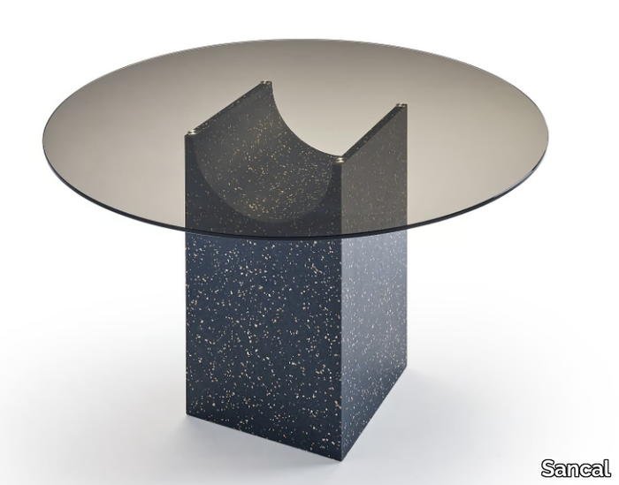 VESTIGE - Round glass table with iQ Surface base _ Sancal