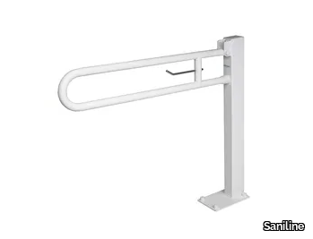 860-B - U-shaped folding steel grab bar with paper holder _ Saniline