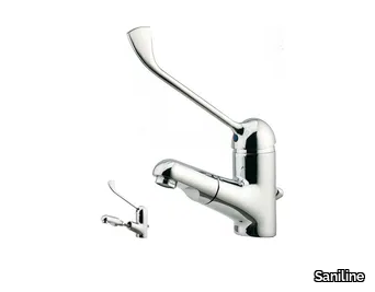 RUMC102L - Countertop washbasin mixer with spray _ Saniline