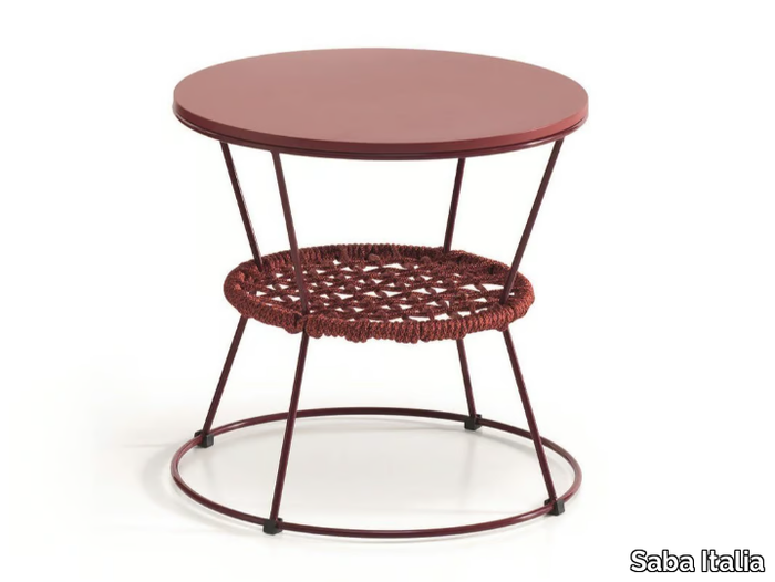 ZIGGY - Round iron coffee table with integrated magazine rack _ Saba Italia