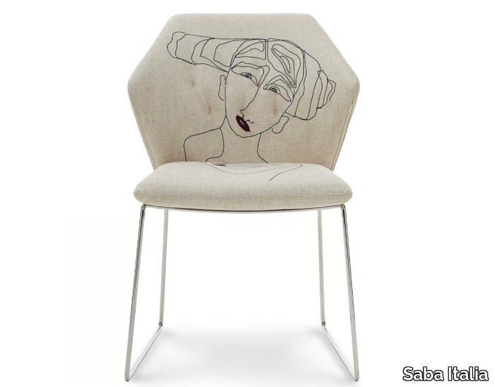 NEW YORK BY MARRAS - Sled base upholstered fabric chair _ Saba Italia