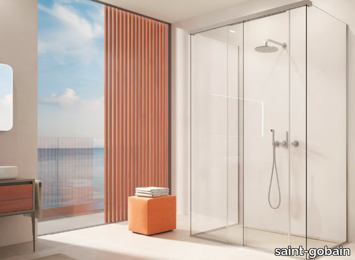 GOCCIA35 - Rectangular glass shower cabin with sliding door _ saint-gobain