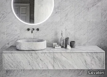 BALNEA - Wall-mounted sectional marble vanity unit with drawers _ Salvatori