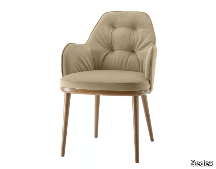 LAIN - Upholstered tufted wooden chair with armrests _ Sedex