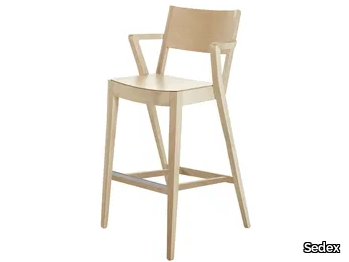 FLY - Wooden barstool with armrests _ Sedex