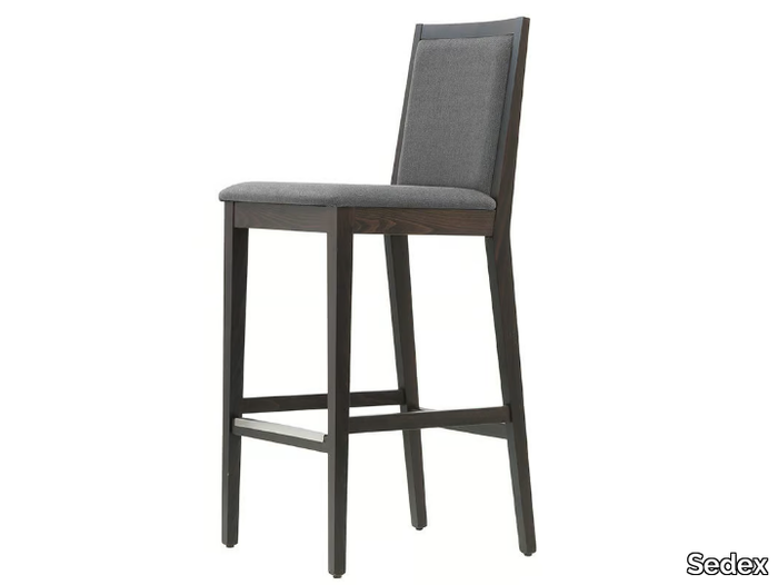 WEST - Upholstered wooden barstool with footrest _ Sedex