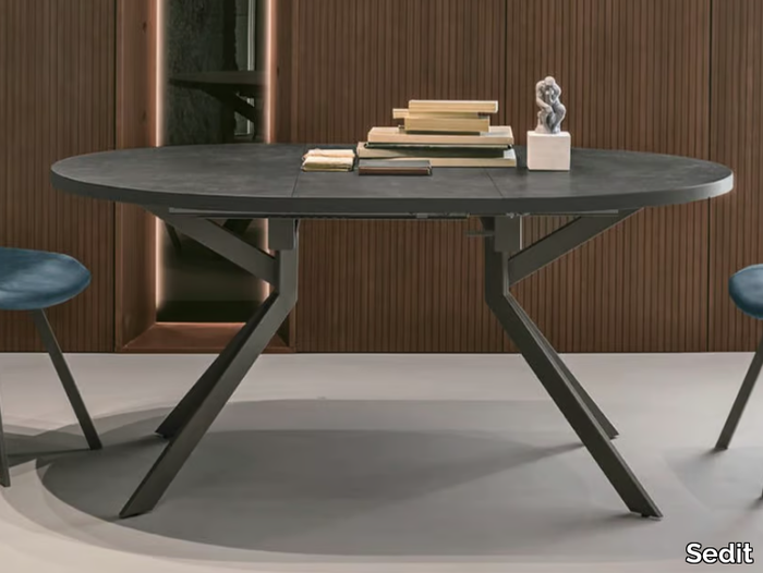 OLIMPO - Extending round table with concrete top _ Sedit