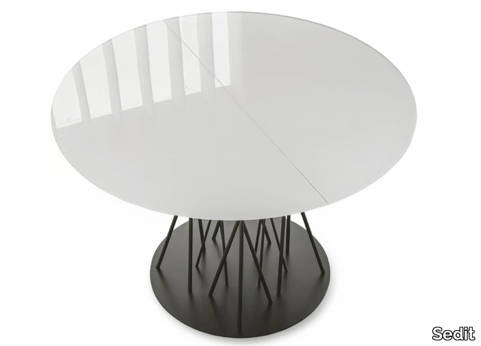 BAMBOO - Extending round glass table _ Sedit