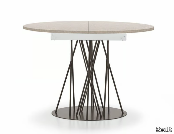 BAMBOO - Extending round piasentina stone table _ Sedit