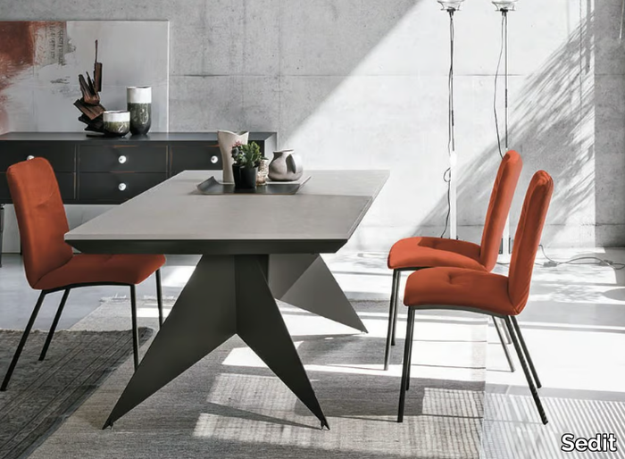 VELA - Extending rectangular piasentina stone table _ Sedit