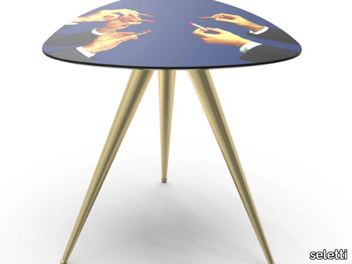 LIPSTICKS - Triangular coffee table with MDF top and metal legs _ seletti